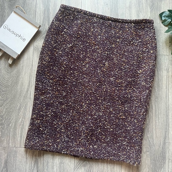 Ann Taylor y2k wool Tweed pencil skirt in wine. Size 12. - Picture 1 of 6